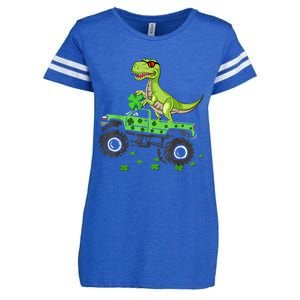 St Patricks day boys  Toddler dinosaur Monster turck trex Enza Ladies Jersey Football T-Shirt