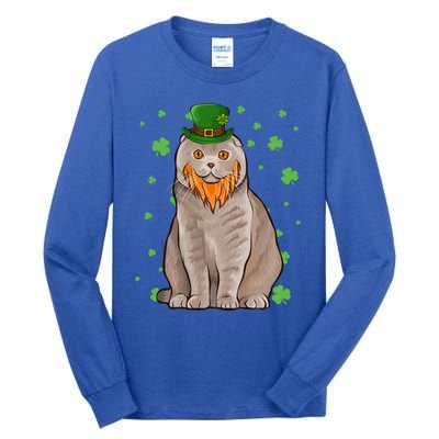 St Patricks Day Scottish Fold Cat Shamrock Gift Great Gift Tall Long Sleeve T-Shirt