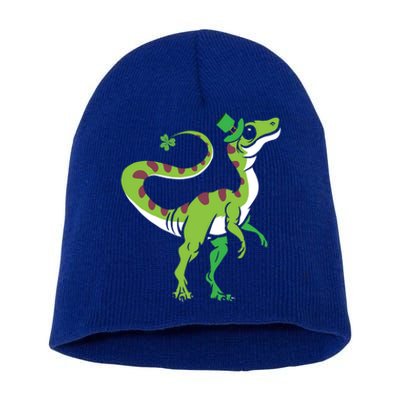 Saint Patrick's Day Irish Shenanigan Dinosaur Lover Dino Gift Short Acrylic Beanie