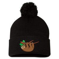 Saint Patrick's Day For Sloth Lovers Wo& Pom Pom 12in Knit Beanie