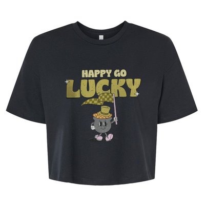 St Patrick's Day Happy Happy Go Lucky Retro Bella+Canvas Jersey Crop Tee