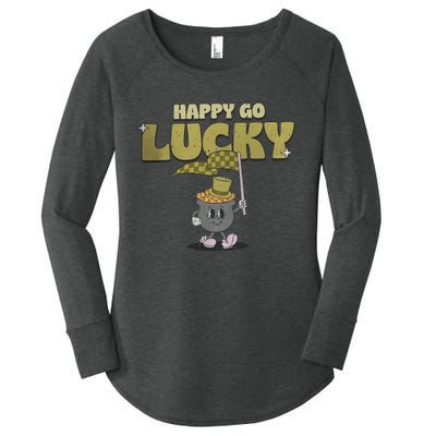 St Patrick's Day Happy Happy Go Lucky Retro Women's Perfect Tri Tunic Long Sleeve Shirt