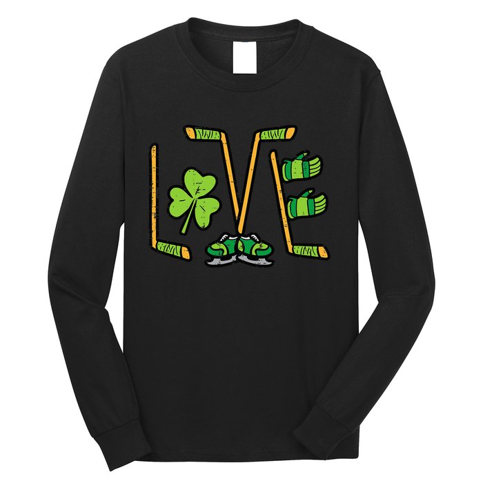 St Patricks Day Love Ice Hockey Saint Paddys Long Sleeve Shirt