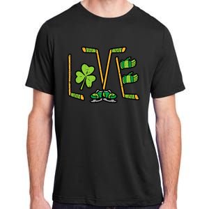 St Patricks Day Love Ice Hockey Saint Paddys Adult ChromaSoft Performance T-Shirt