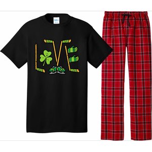 St Patricks Day Love Ice Hockey Saint Paddys Pajama Set