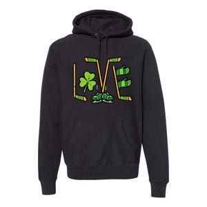 St Patricks Day Love Ice Hockey Saint Paddys Premium Hoodie