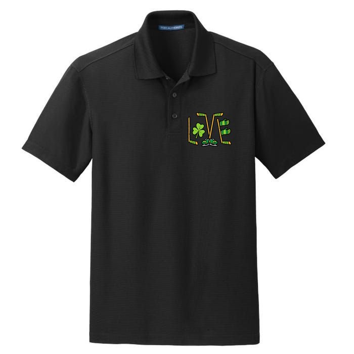 St Patricks Day Love Ice Hockey Saint Paddys Dry Zone Grid Polo