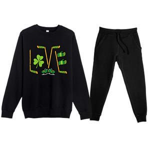 St Patricks Day Love Ice Hockey Saint Paddys Premium Crewneck Sweatsuit Set