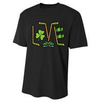 St Patricks Day Love Ice Hockey Saint Paddys Performance Sprint T-Shirt