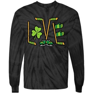 St Patricks Day Love Ice Hockey Saint Paddys Tie-Dye Long Sleeve Shirt