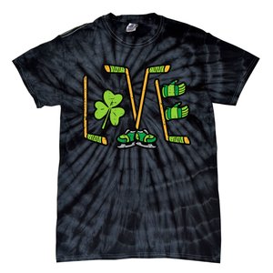 St Patricks Day Love Ice Hockey Saint Paddys Tie-Dye T-Shirt