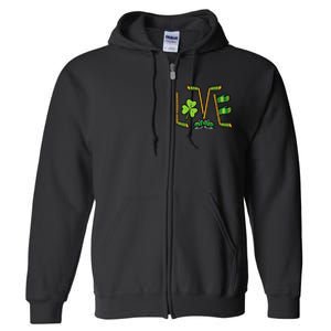 St Patricks Day Love Ice Hockey Saint Paddys Full Zip Hoodie