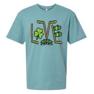 St Patricks Day Love Ice Hockey Saint Paddys Sueded Cloud Jersey T-Shirt