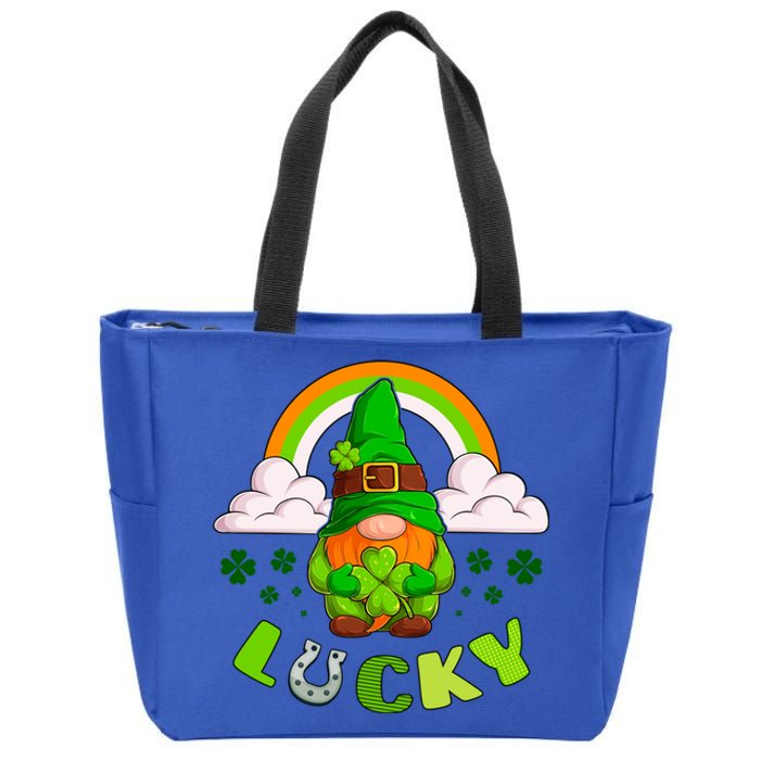 St Patricks Day Lucky Gnome Irish Rainbow Gift Zip Tote Bag