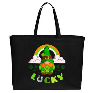 St Patricks Day Lucky Gnome Irish Rainbow Gift Cotton Canvas Jumbo Tote