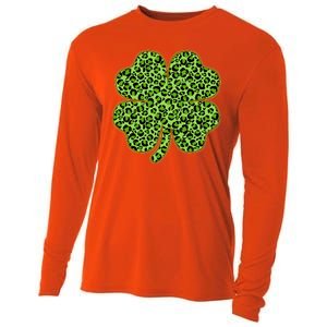 St Patrick's Day Leopard Print Shamrock Clover Cooling Performance Long Sleeve Crew