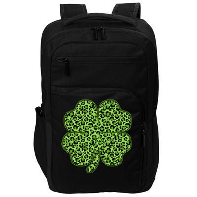 St Patrick's Day Leopard Print Shamrock Clover Impact Tech Backpack