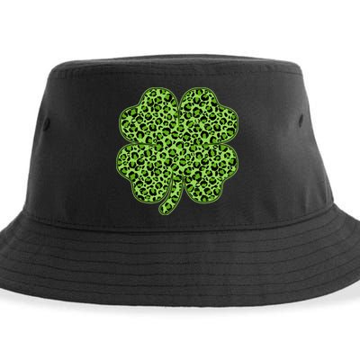 St Patrick's Day Leopard Print Shamrock Clover Sustainable Bucket Hat