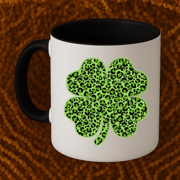St Patrick's Day Leopard Print Shamrock Clover Mug