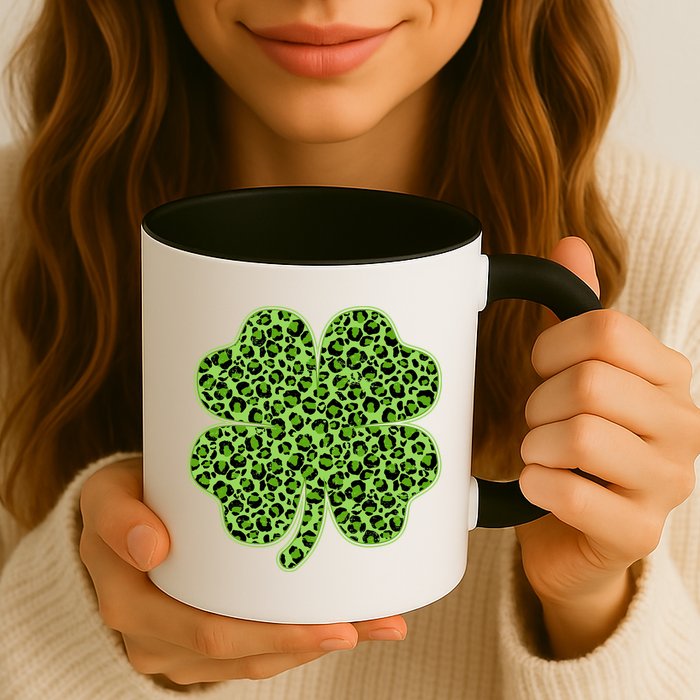 St Patrick's Day Leopard Print Shamrock Clover Mug