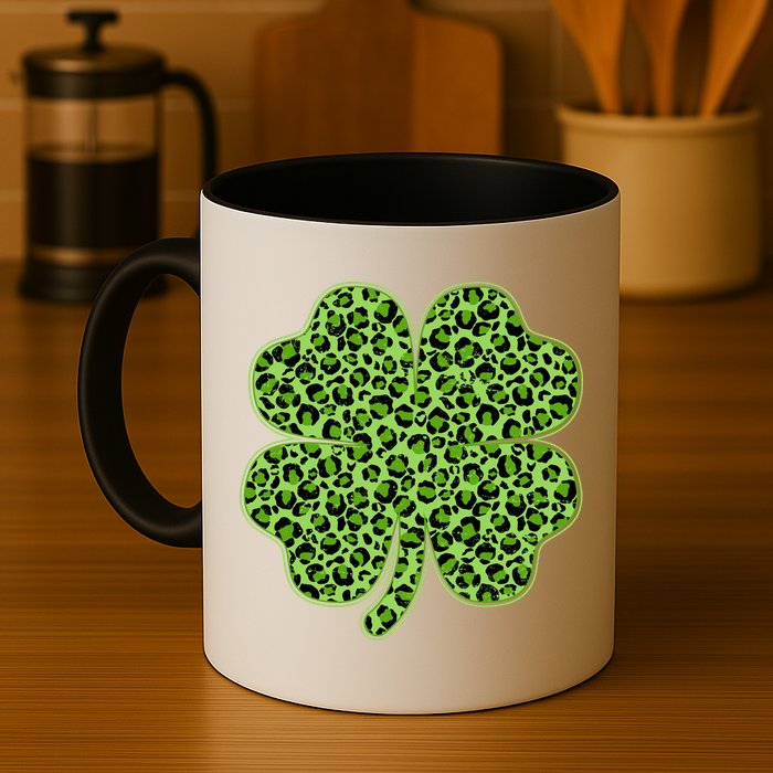 St Patrick's Day Leopard Print Shamrock Clover Mug