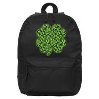 St Patrick's Day Leopard Print Shamrock Clover 16 in Basic Backpack