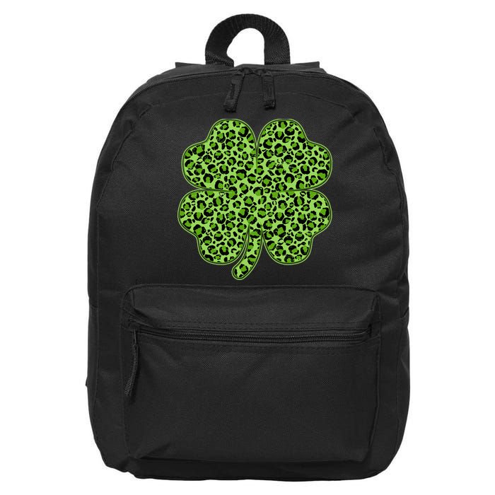St Patrick's Day Leopard Print Shamrock Clover 16 in Basic Backpack