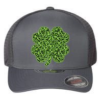 St Patrick's Day Leopard Print Shamrock Clover Flexfit Unipanel Trucker Cap