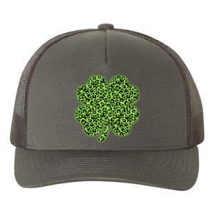 St Patrick's Day Leopard Print Shamrock Clover Yupoong Adult 5-Panel Trucker Hat