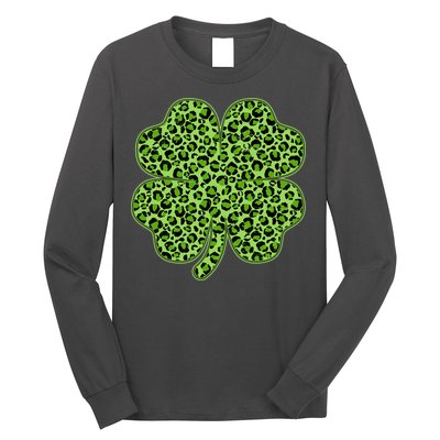 St Patrick's Day Leopard Print Shamrock Clover Long Sleeve Shirt