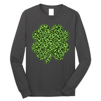 St Patrick's Day Leopard Print Shamrock Clover Long Sleeve Shirt