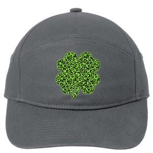 St Patrick's Day Leopard Print Shamrock Clover 7-Panel Snapback Hat