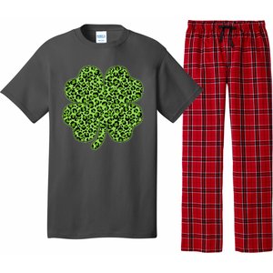 St Patrick's Day Leopard Print Shamrock Clover Pajama Set