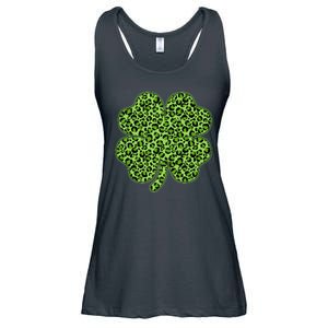 St Patrick's Day Leopard Print Shamrock Clover Ladies Essential Flowy Tank