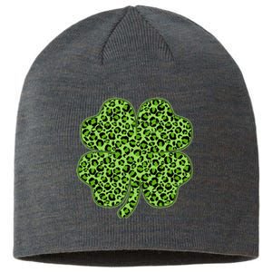 St Patrick's Day Leopard Print Shamrock Clover Sustainable Beanie