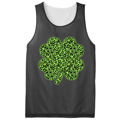 St Patrick's Day Leopard Print Shamrock Clover Mesh Reversible Basketball Jersey Tank