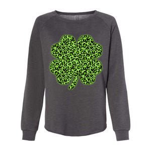 St Patrick's Day Leopard Print Shamrock Clover Womens California Wash Sweatshirt