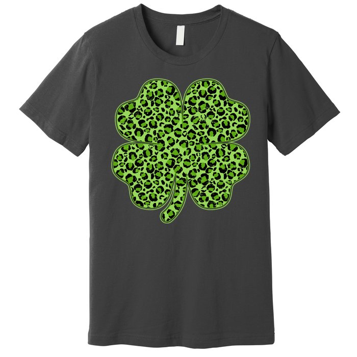 St Patrick's Day Leopard Print Shamrock Clover Premium T-Shirt