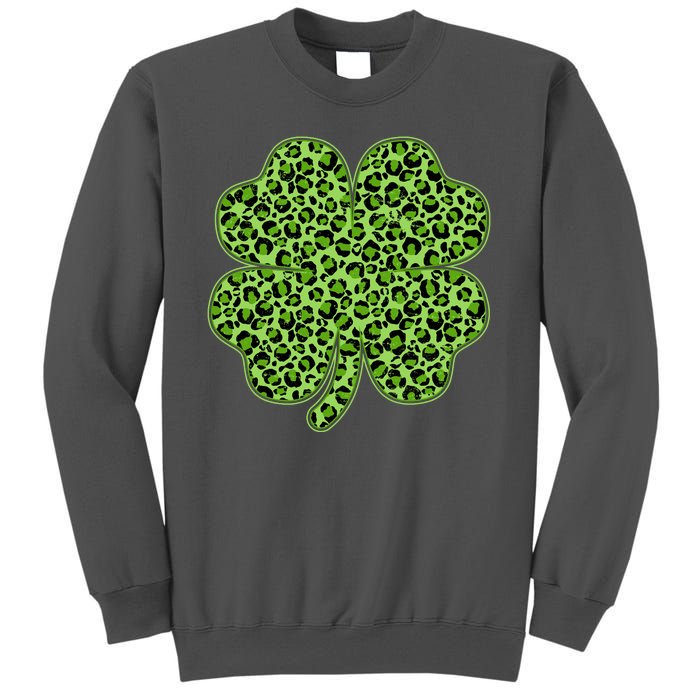 St Patrick's Day Leopard Print Shamrock Clover Tall Sweatshirt