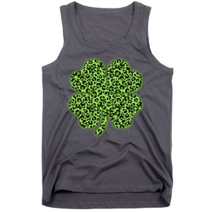 St Patrick's Day Leopard Print Shamrock Clover Tank Top