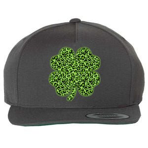 St Patrick's Day Leopard Print Shamrock Clover Wool Snapback Cap