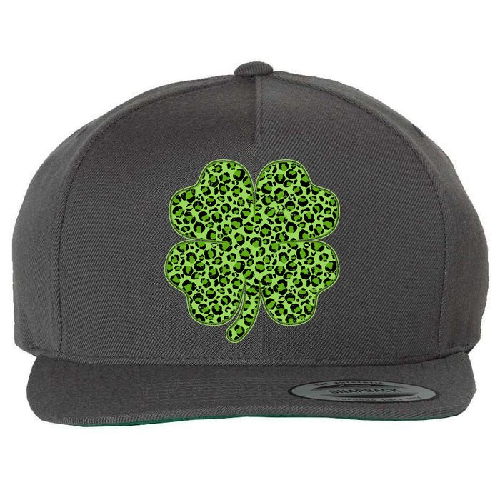 St Patrick's Day Leopard Print Shamrock Clover Wool Snapback Cap