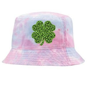 St Patrick's Day Leopard Print Shamrock Clover Tie-Dyed Bucket Hat