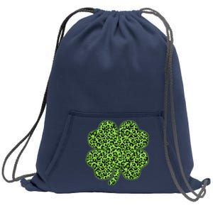 St Patrick's Day Leopard Print Shamrock Clover Sweatshirt Cinch Pack Bag