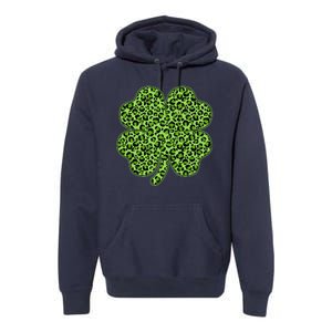 St Patrick's Day Leopard Print Shamrock Clover Premium Hoodie