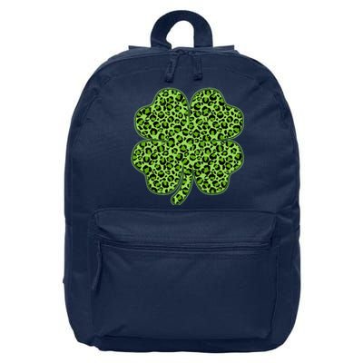 St Patrick's Day Leopard Print Shamrock Clover 16 in Basic Backpack