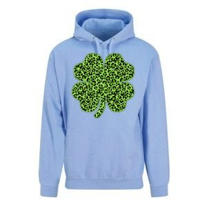 St Patrick's Day Leopard Print Shamrock Clover Unisex Surf Hoodie