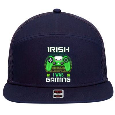 St Patricks Day Gamer Shamrock Irish I Was Gaming 7 Panel Mesh Trucker Snapback Hat