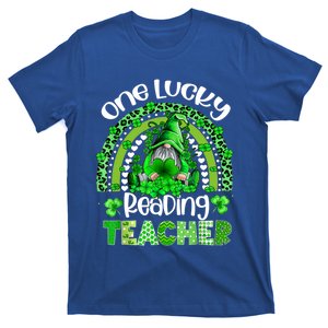 St Patricks Day Cute Gnome One Lucky Reading Teacher Rainbow Gift T-Shirt