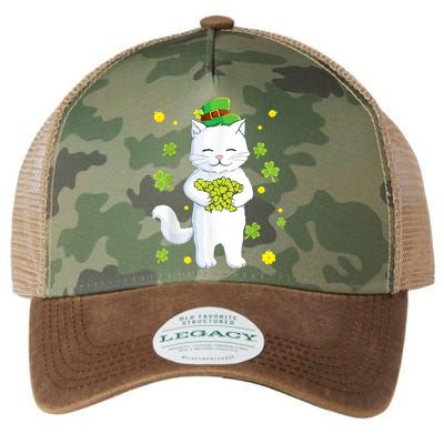 St Patrick's Day Cat Leprechaun Cat Lover Shamrock Legacy Tie Dye Trucker Hat